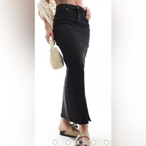ASOS Denim Maxi Skirt in Washed Black, Size 4